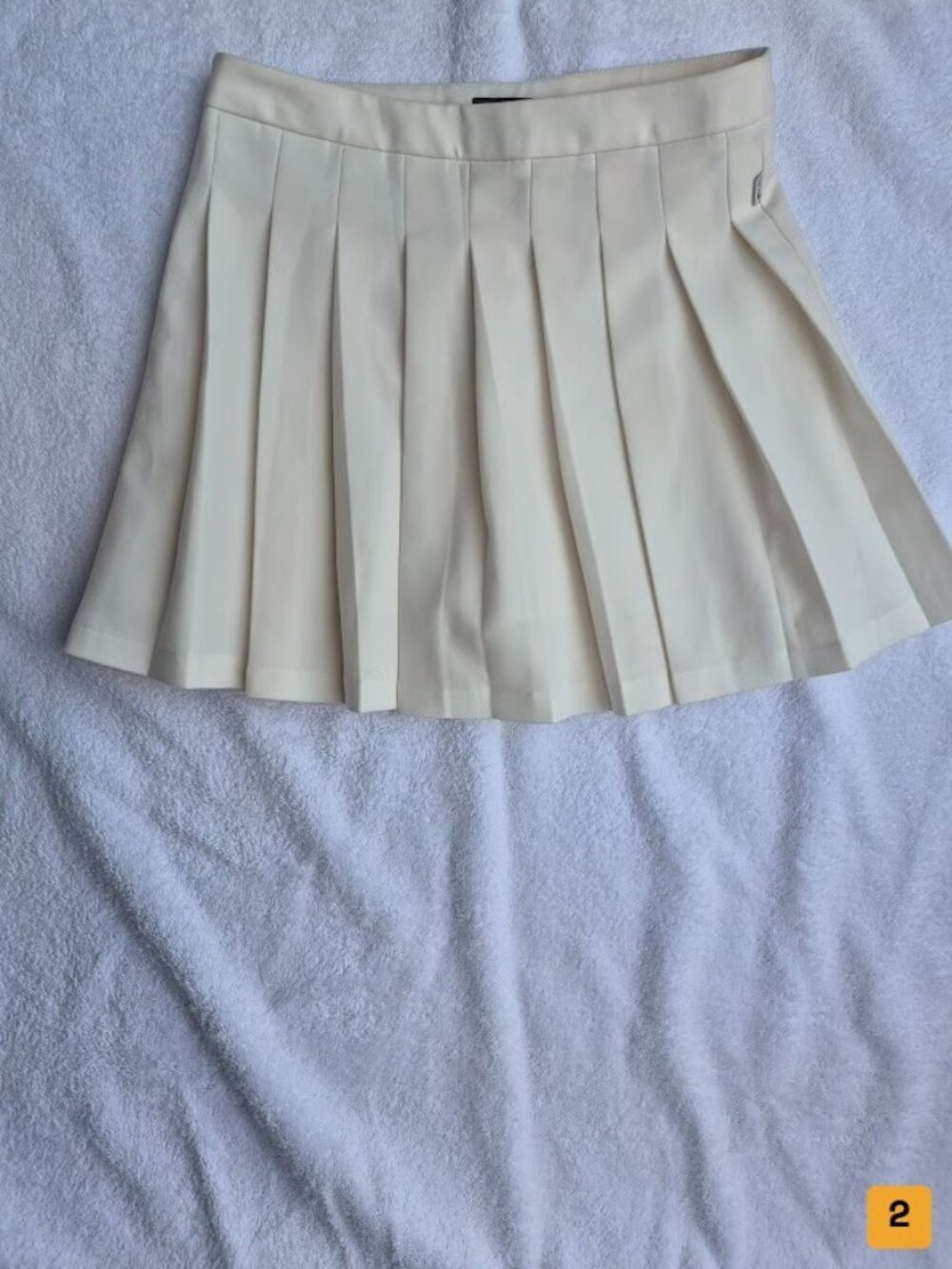 Méo Cream Pleated Skirt Schoolcore Y2K Size L